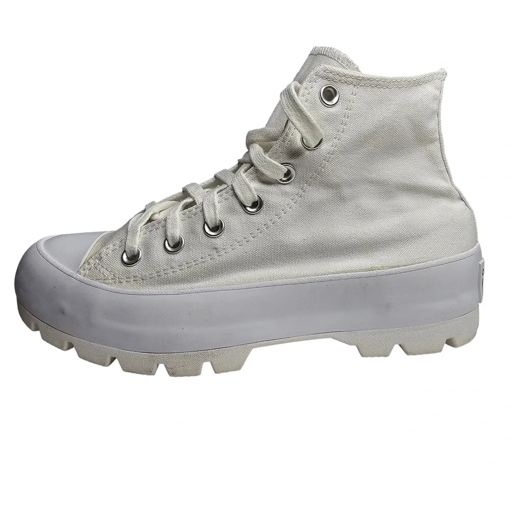 Converse Chuck Taylor Womens 8 White All Star Lugged High Top Sneakers Platform
